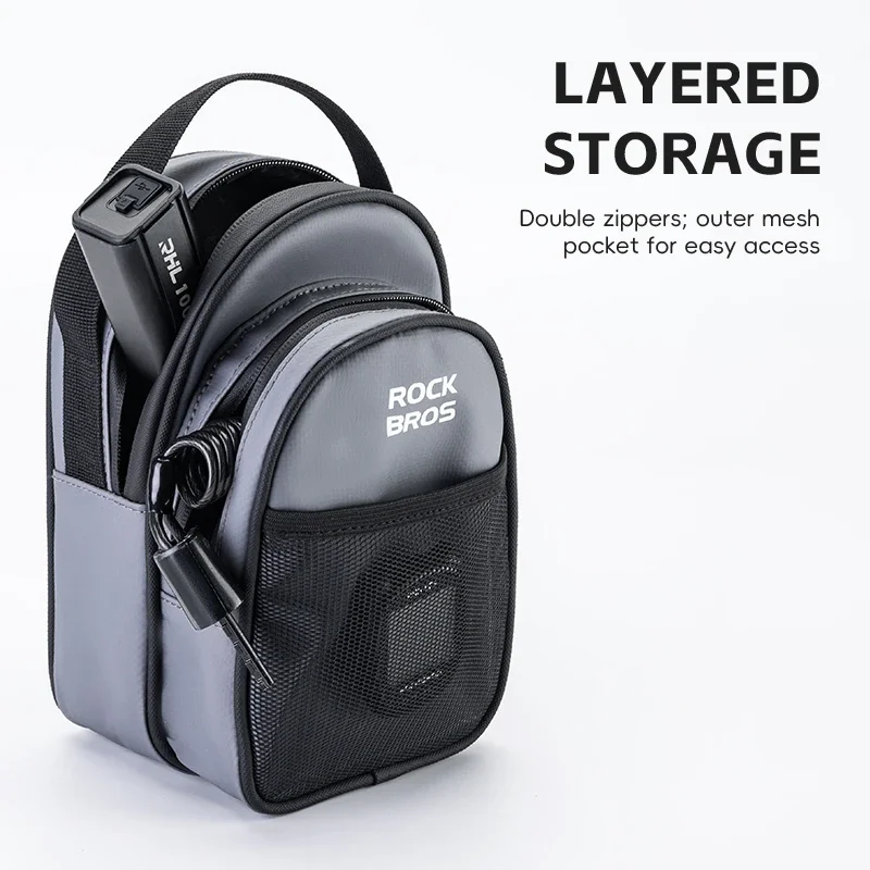 ROCKBROS Shoulder Bag Multi-functional 1.8L Front Bag PVC Mesh Fabric Front Bag Portable For Folding Bike Accessories