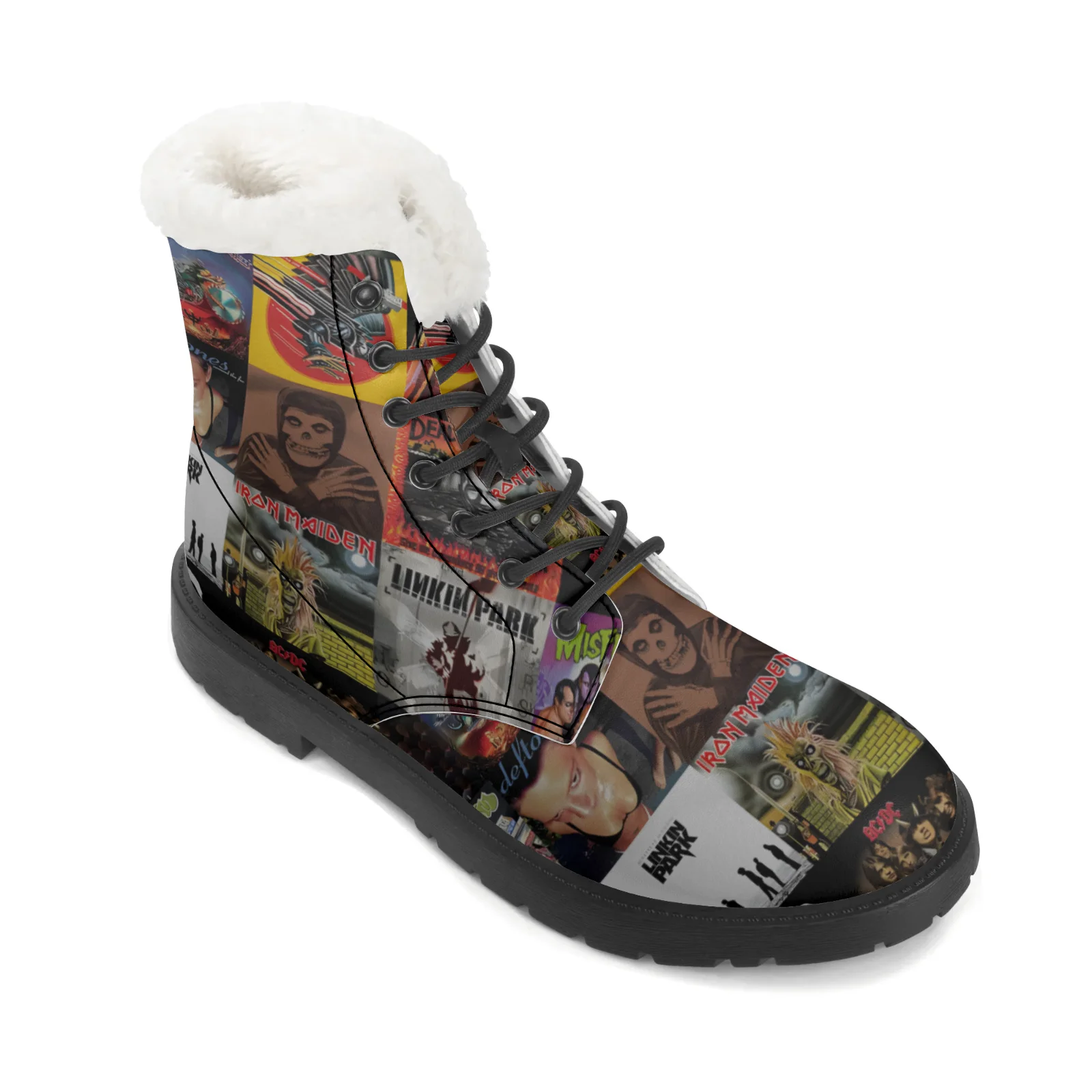 Плюшевые сапоги с забавным рисунком плаката, мужские и женские подростковые туфли в стиле хип-хоп, зимние коньки, зимние ботинки, уличные теплые высокие сапоги EU35-48