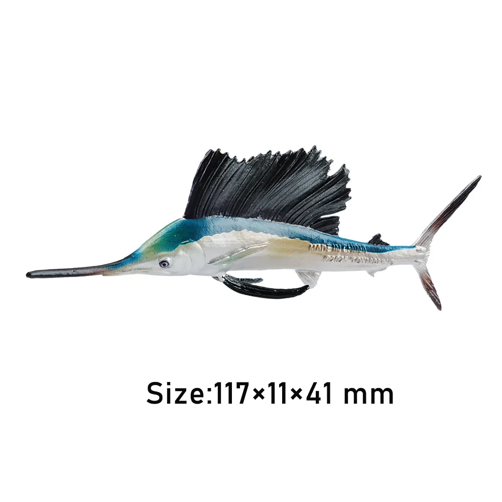 Toymany Simulazione Pesce vela Oceano Modello animale Giocattolo Mini Figure Bambole Action Figurine Giocattoli Regalo per bambini Decorazione torta