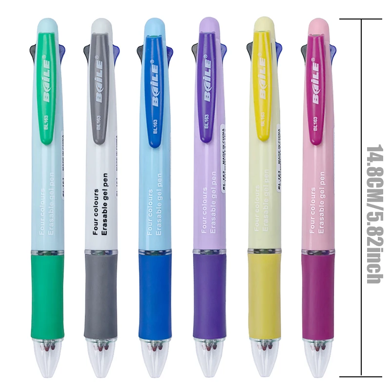 4-in-1-Set mit mehrfarbigen Kugelschreibern, abwischbarem Gelstift in den Farben Schwarz, Rot, Grün und Blau, abwaschbarer Griff, Tintenpatronen und Zubehör. – Detail 6