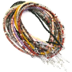 4mm natural stone round bead crystal quartz jade Adjustable necklace Pearls Beaded Exquisite Choker Collier Perles Perlas Women