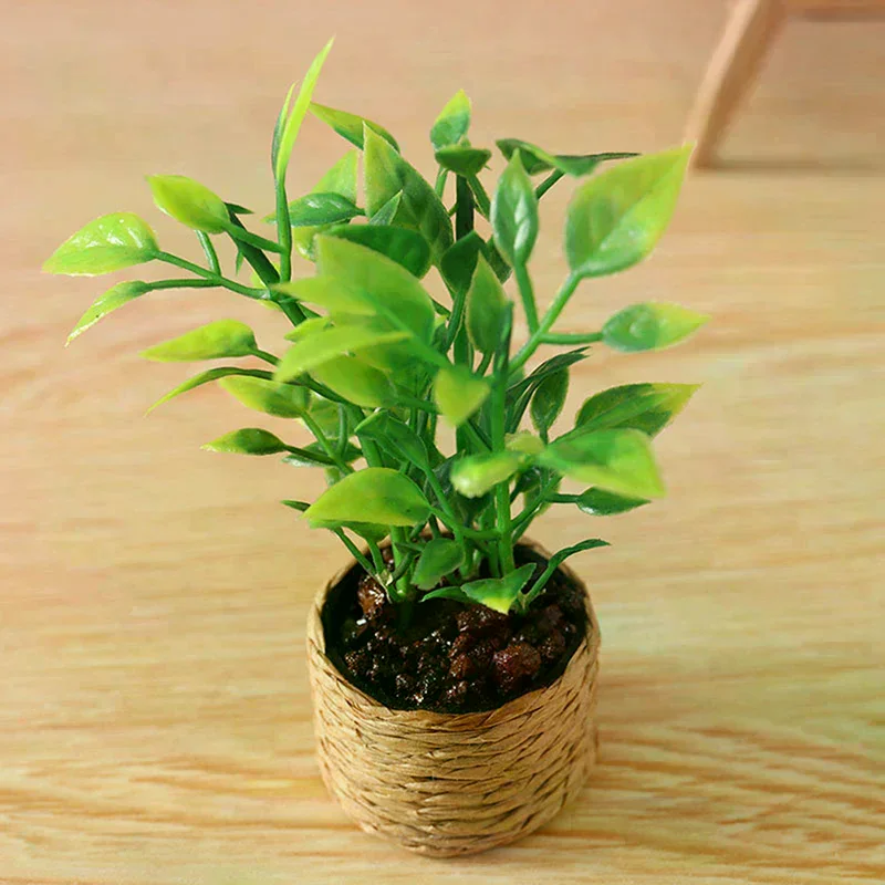 Miniatura de Casa de Bonecas 1:12: Árvore de Laranjeira em Vaso, Plantas Verdes em Vaso, Decoração de Móveis para Casa e Jardim, Brinquedo
