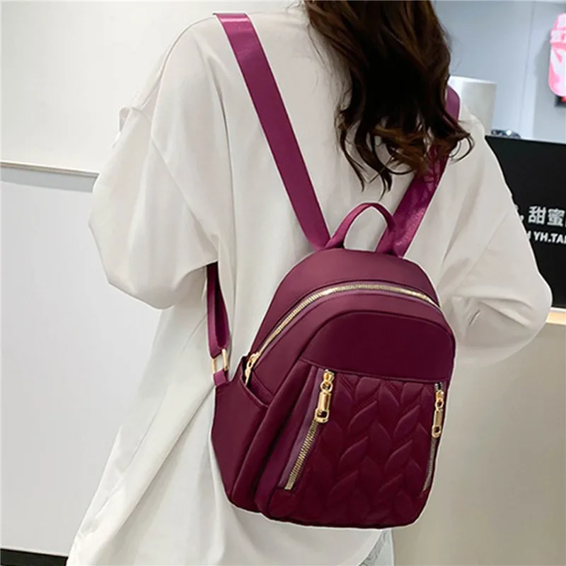 New Fashion Women Backpack Urban Simple Casual Backpack Trend Travel Solid Color Bag Waterproof Lightweight Ladies Bag