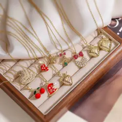 HECHENG,18K Gold Plated With Zirconia Enamel Oil Drop Sweet And Lovely Ladies Pendant Necklace Christmas Gift 1PC