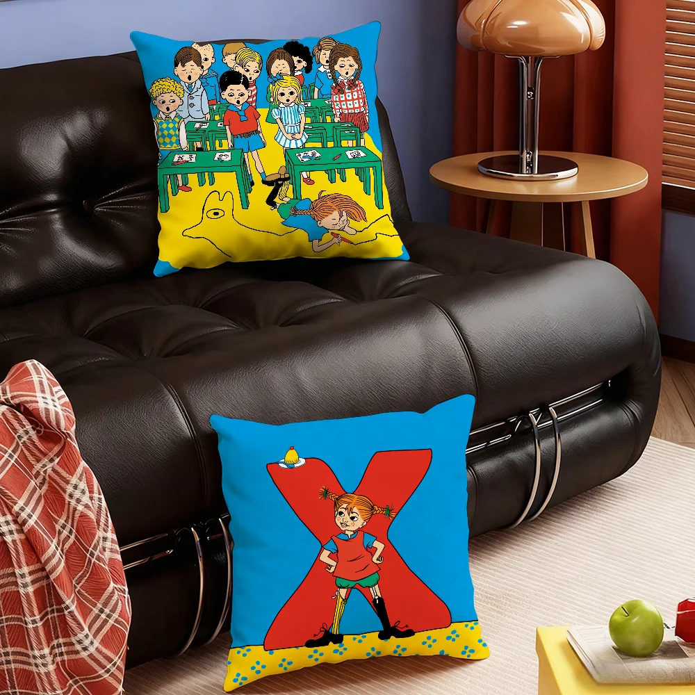 Lustiger P-Pippi Langstrumpf-Kissenbezug, niedlicher Kissenbezug für Schlafzimmer, Sofa, Wohnzimmer, Rückenlehne, Dekoration, quadratisches Kissen, Nickerchenszeit