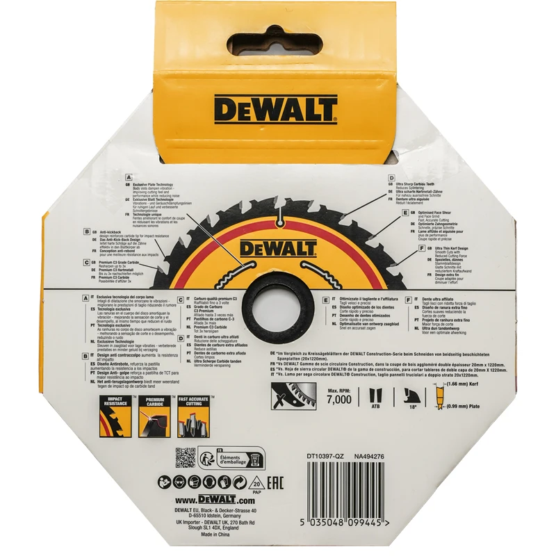 Imagem -05 - Dewalt Dt10397 Série Elite Lâmina de Serra Circular 2x165 mm 24t 1x165 mm 40t Pacote Acessório de Ferramenta Elétrica de Carboneto Resistente ao Impacto