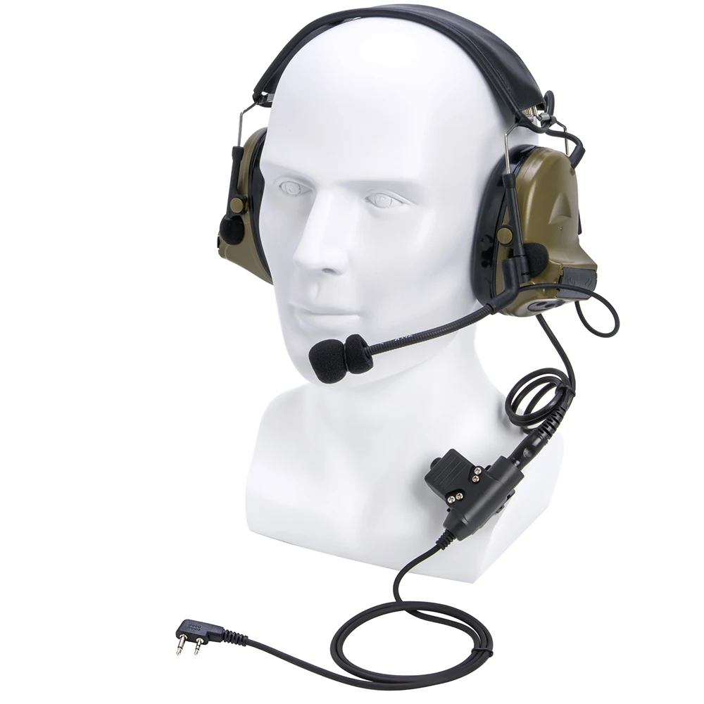 

U94 PTT+green Tactical Headset and Noise Reduction Hearing Protection Shooting Headphone for Walkie Talkie Icom V8 V80 V82