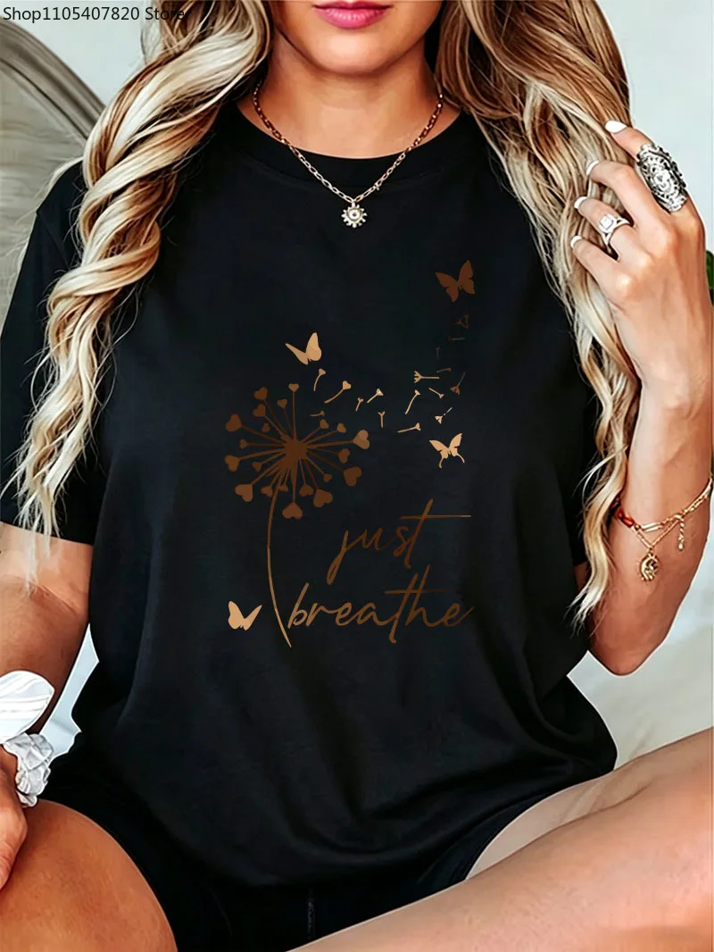 Vintage Butterfly Casual Short Sleeved Crew Neck T-shirt Retro Top Tee Graphic Shirt Woman Girls Spring Summer Clothes