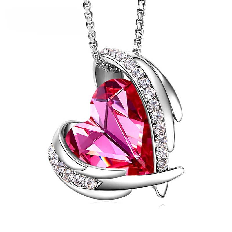 

CHKAWOCI Crystal Valentine gift Europe and the United States pink angel necklace female niche crystal pendant simple collar