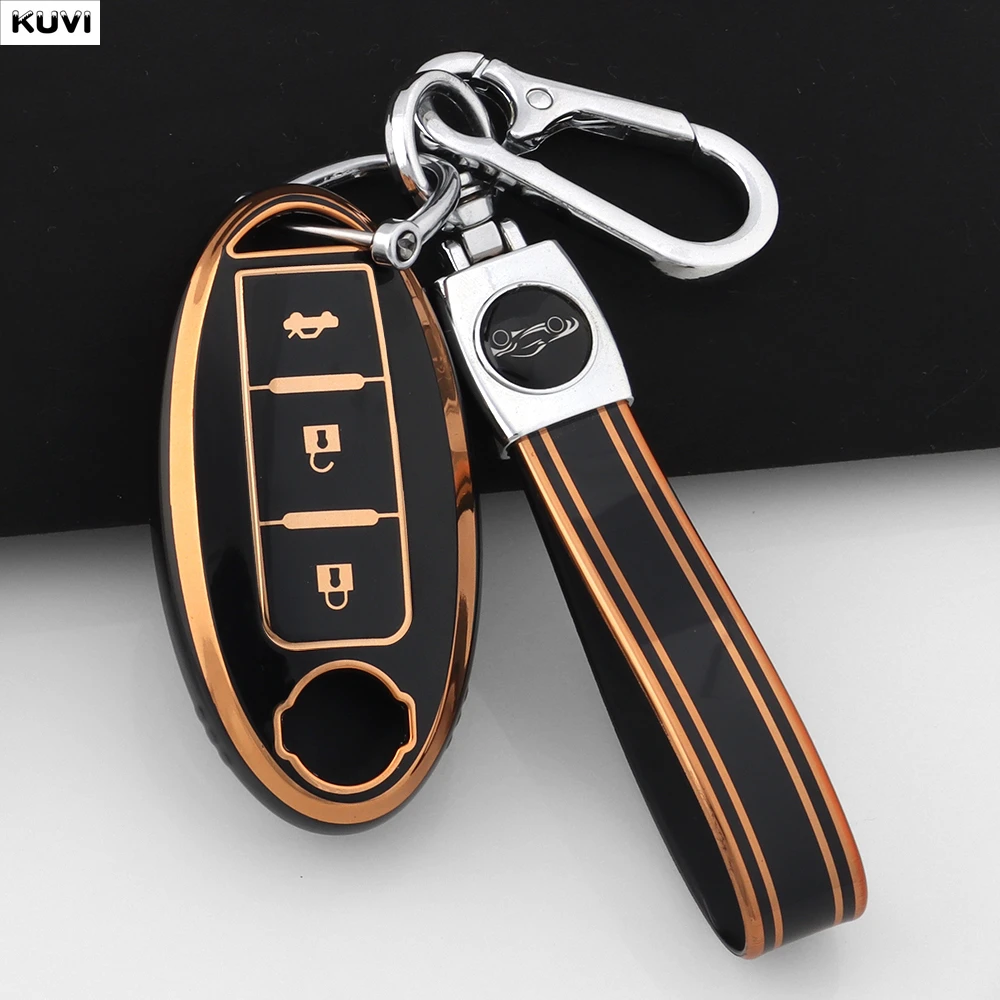 TPU Autoschlüsselhülle Schlüsselanhänger für Nissan Qashqai X-Trail T32 T31 Juke J10 J11 Kicks Tiida Pathfinder Note für Infiniti Halter