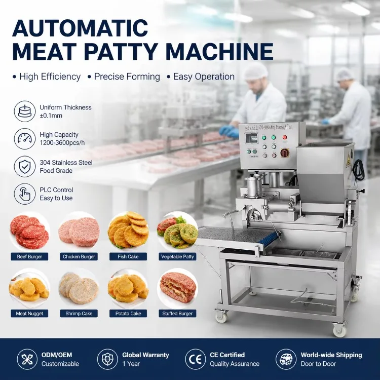 Stainless Steel Motor Automatic Burger Patty Maker System-Commercial Meat Patty Forming Machine for Beef Pork