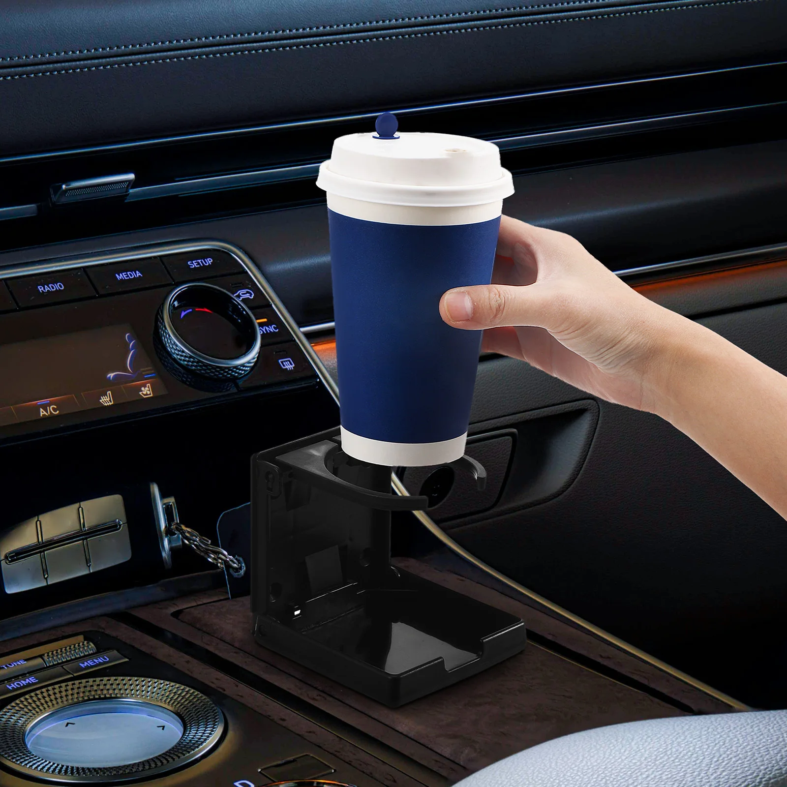 

2 Pcs Cup Holder Car Automotive Holders Water Bottle Organizer Expander Carrier Black
