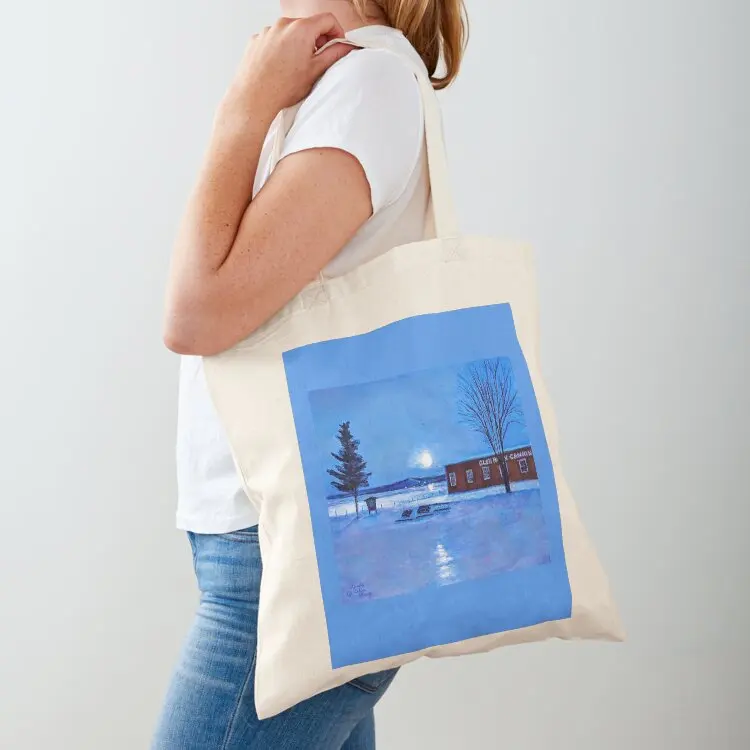 Winter Moon over Glen Haven Tote Bag shopper bags Eco bag Candy bags