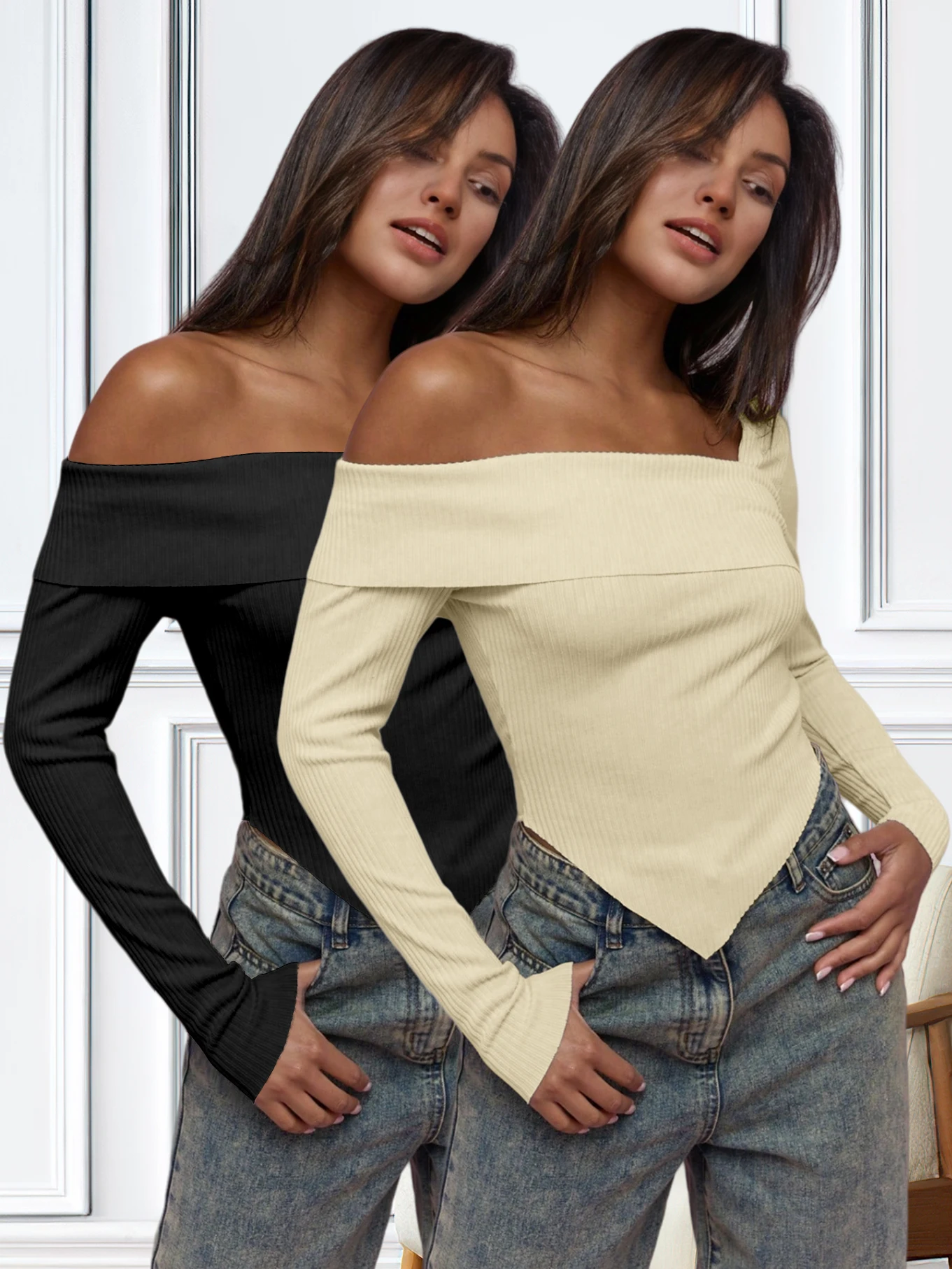 

Новый модный осенний комплект женской одежды из 2 предметов с длинными рукавами