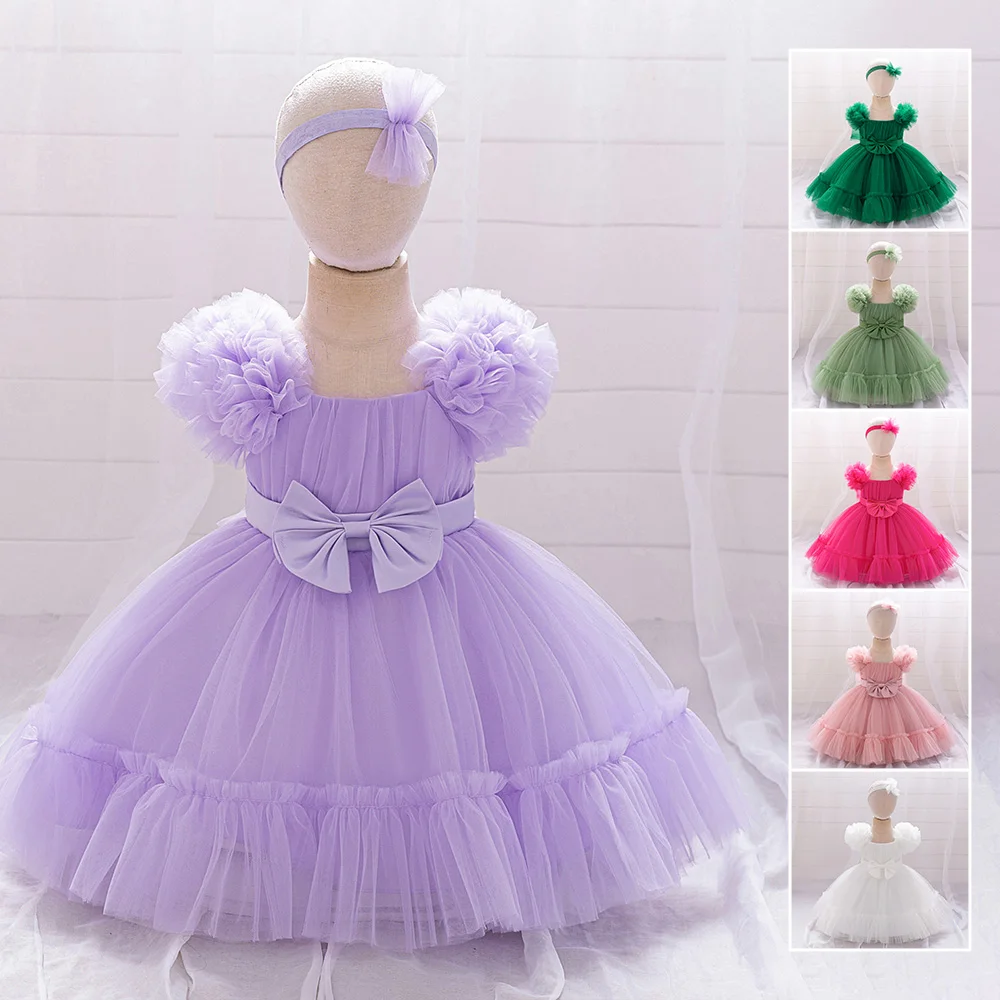 

Toddler Party Baby Girls Dresses Baptism Bridesmaids Costume Infants 1st Birthday Bow Princess Dress Baby Wedding Christmas Gown