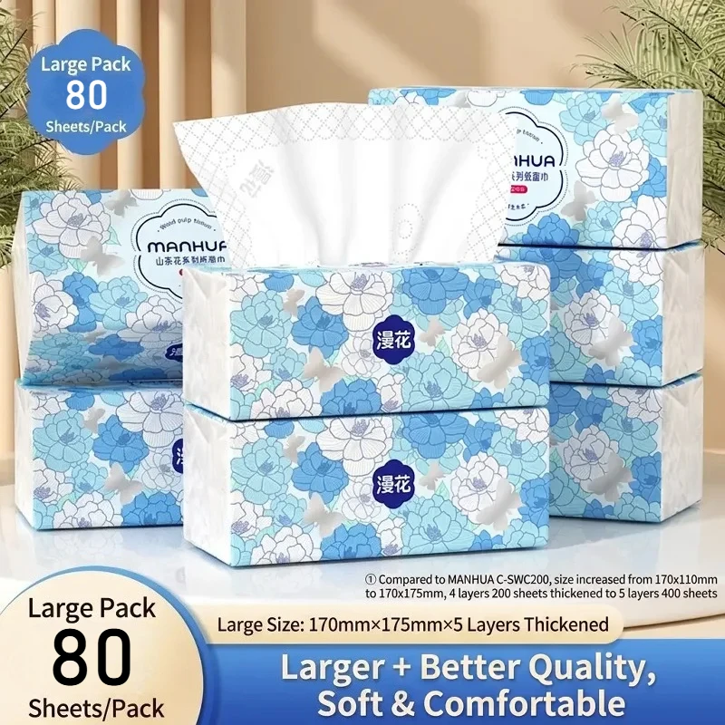 80 sheets Home Facial Tissues tissue paper toilet paper for Home Bathroom Kitchen Large Size Disposable Napkins