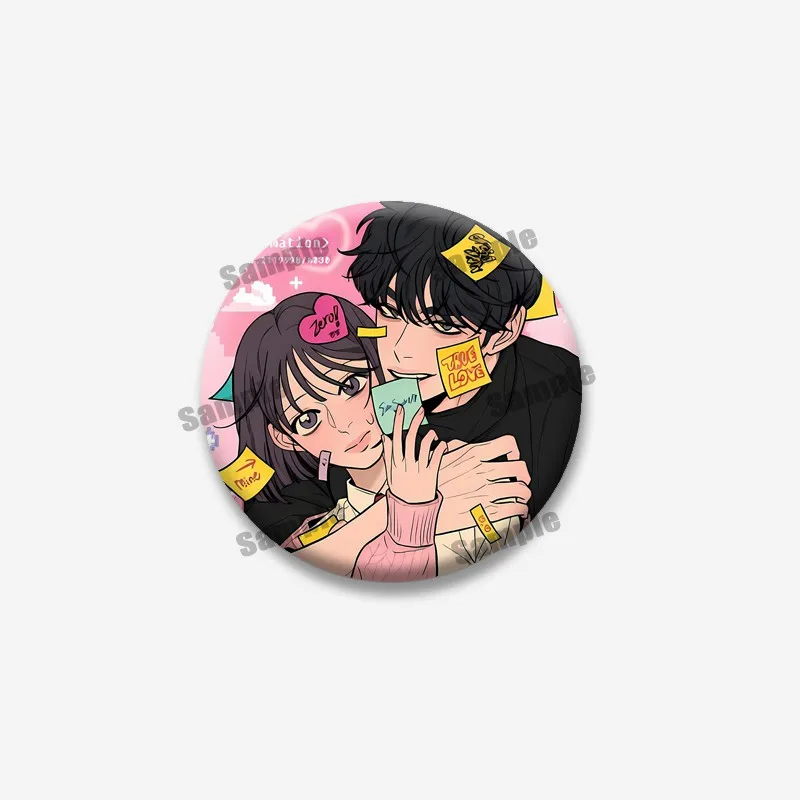 Lovely Korean Manhwa Operation True Love Button Pins Cartoon Character Lapel Badges Bag Hat Funny Round Brooch Accessory Gifts