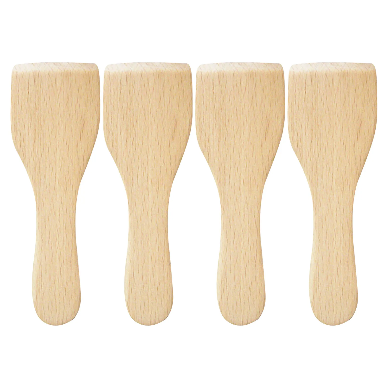 4Pcs Premium Solid Beech Wood Spatula Set for Cooking Nonstick Pans Natural Eco Friendly Wooden Turner Kitchen Utensil
