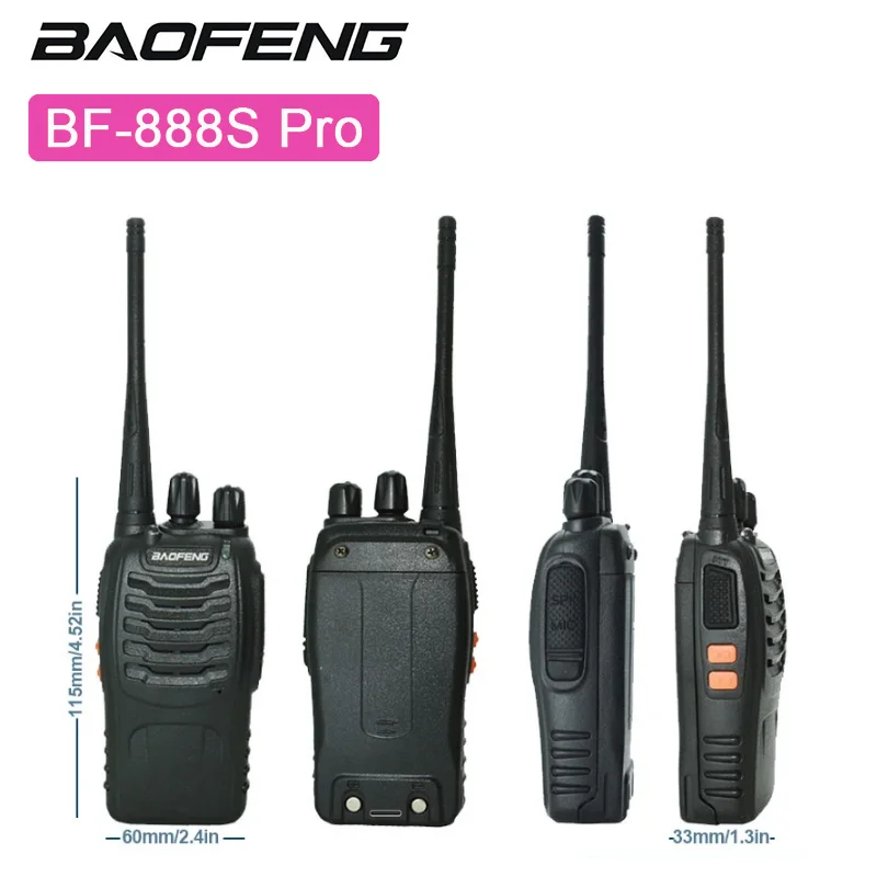 Baofeng BF-888S Pro Walkie Talkie Tipo-C Carregador Cópia de Frequência 1500mAh 5W UHF 400-470MHz 16CH BF888s Ham Rádios Transceptor CB