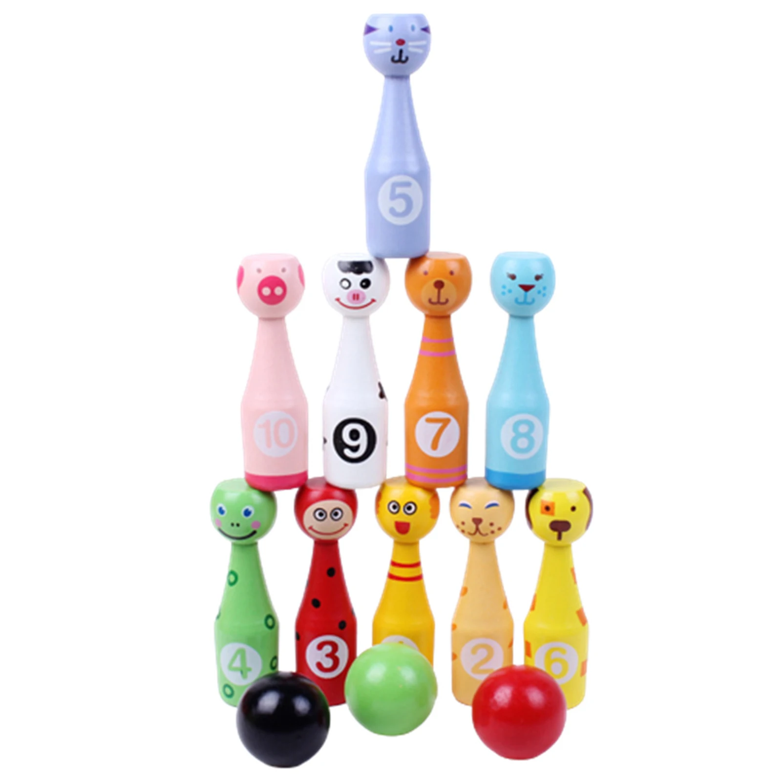 Kids Bowling Set With Cartoon Number Print Toddler Indoor Outdoor Activity Play