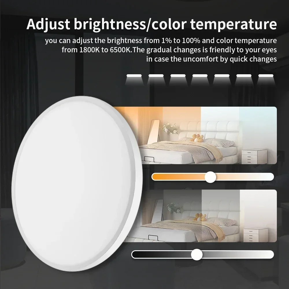 Lampada da soffitto TNCE Tuya 24w WIFI, plafoniera LED dimmerabile RGB, lampadina con telecomando Smart Life, voce con Alexa Google Home