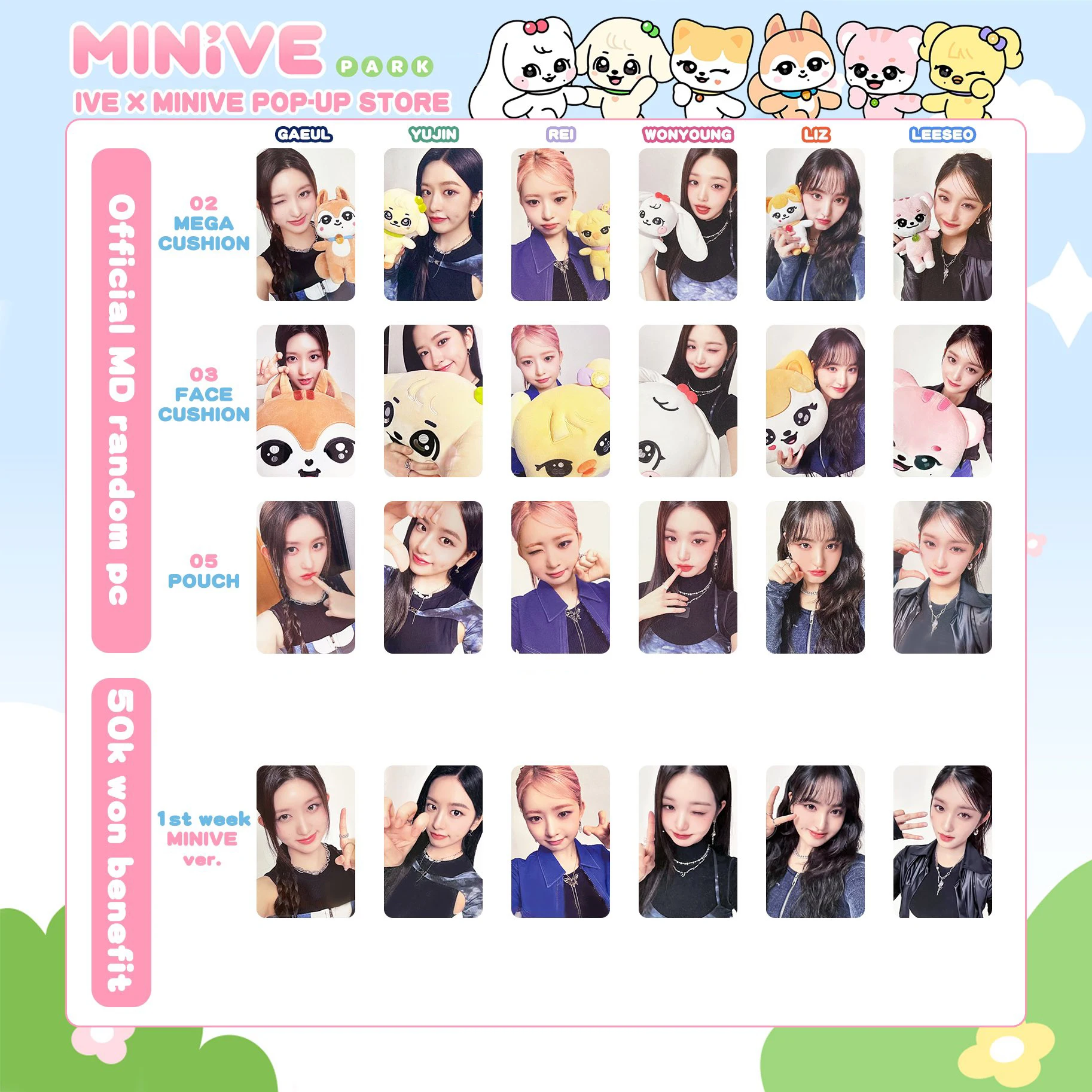 1VE Minive Park Pop-up Store Small Card IVE Doll Small Card Wonyoung Gaeul Rei Peripheral Small Card