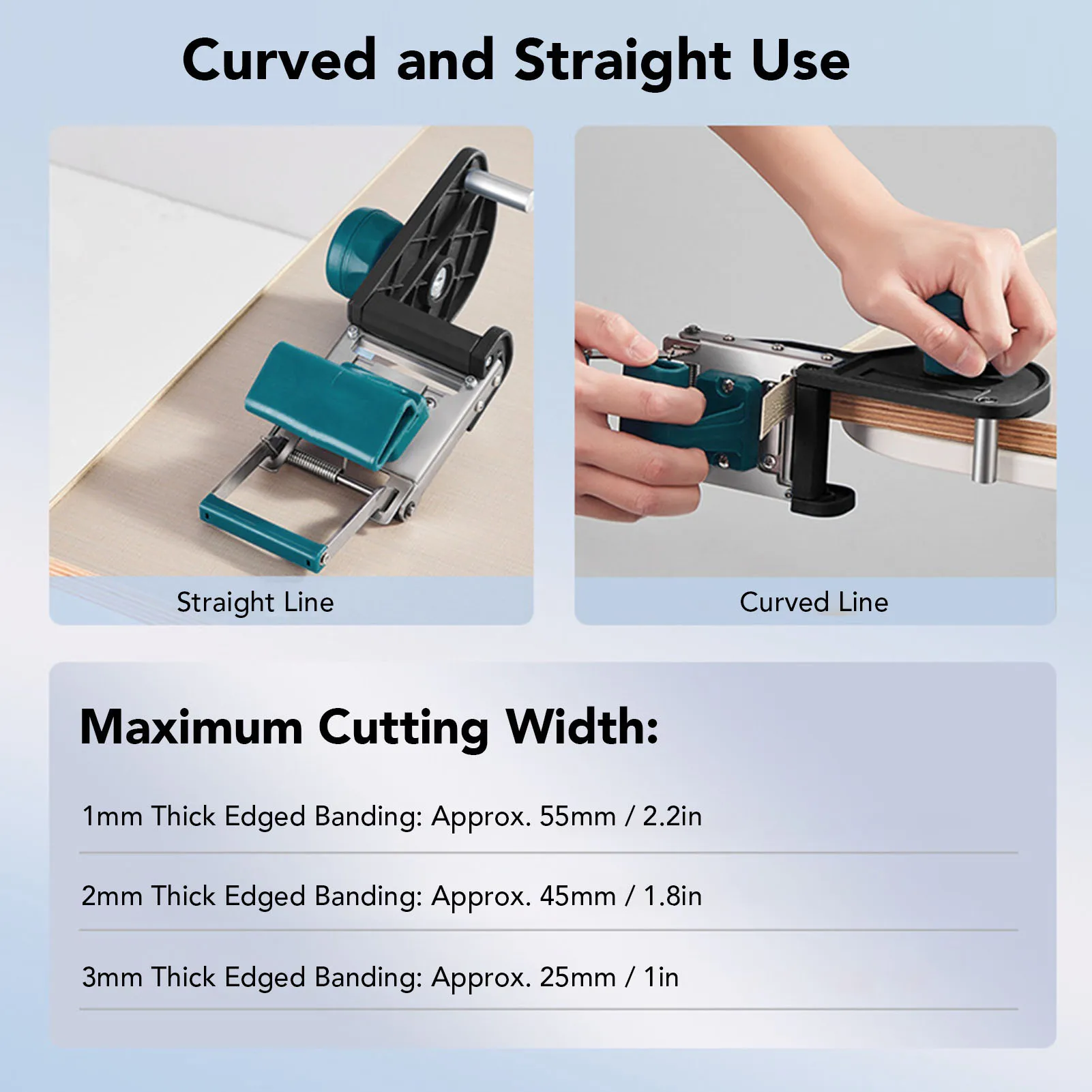 ขอบแถบTrimmerไม้Trimmerปลอดภัยและไม่ลื่นโค้งตรงสําหรับภายใน 3 มม.ความหนาสําหรับผลิตภัณฑ์ไม้