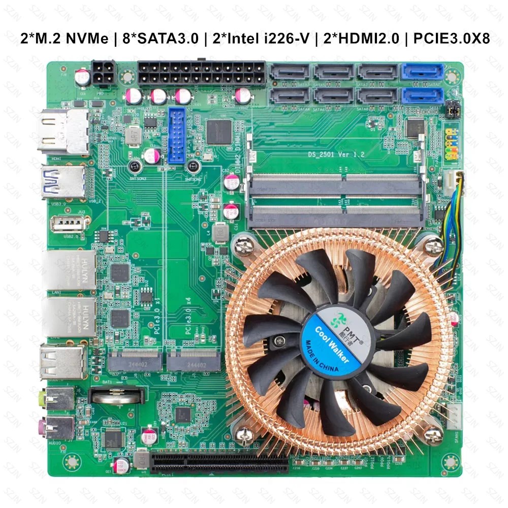 미니 ITX 라이젠 NAS 세트 (5000 시리즈 DDR4 최대 64GB, 2개의 2.5G I226-V 지원, 2개의 M.2 NVMe, 8개의 SATA3.0, 방화벽 소프트 라우터 NAS 키트 포함)