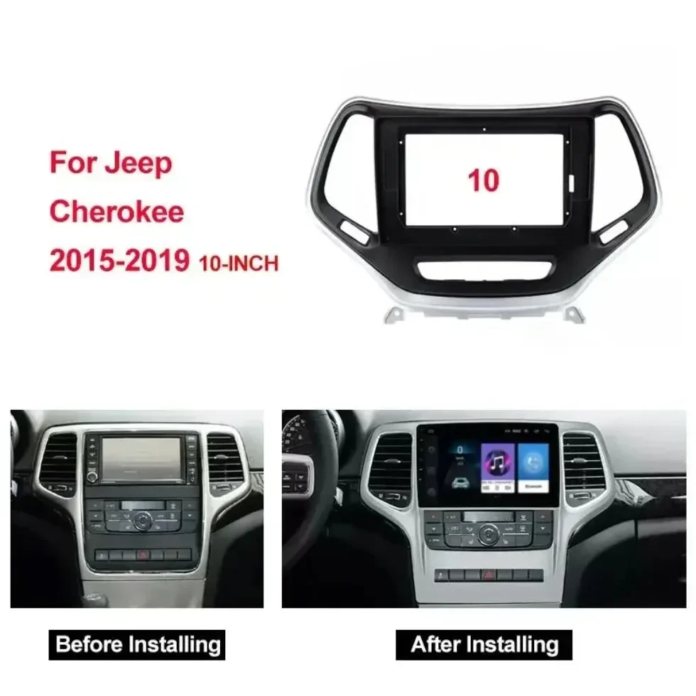 For Jeep Cherokee 2015-2019 10.1 inch Car Audio 2DIN Fascia Frame Adapter Big Screen DVD Player Dash Fitting Panel Frame Kit