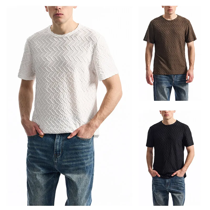 

Men Summer T-shirts Short Sleeve Tops Tees Crewneck Dimond Shape Design Shirts Stand Collar Solid T shirt Tshirts T63