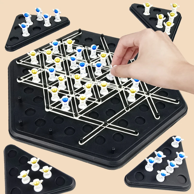 New Geometry Chain Chess Puzzle Triangle Chess Desktop Game Rubber Band Training Family Interaction Exercise Thinking Toys Gifts