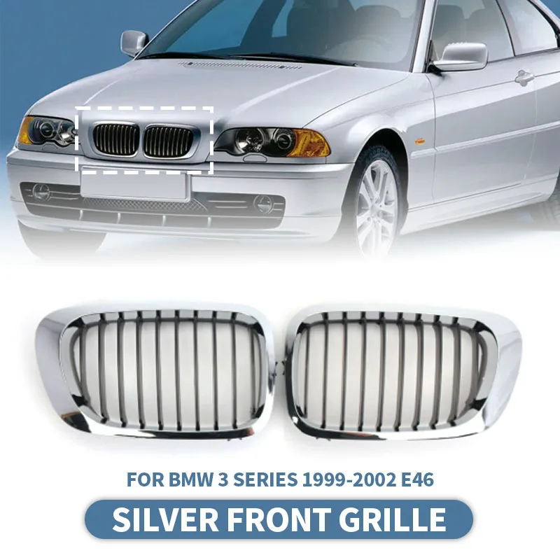 

Хромированный серебристый цвет, решетка переднего бампера для BMW 3 серии 1999-2002 E46 M3 323 i/is 325Ci 328 i/is/Ci 330Ci, 2-дверные решетки