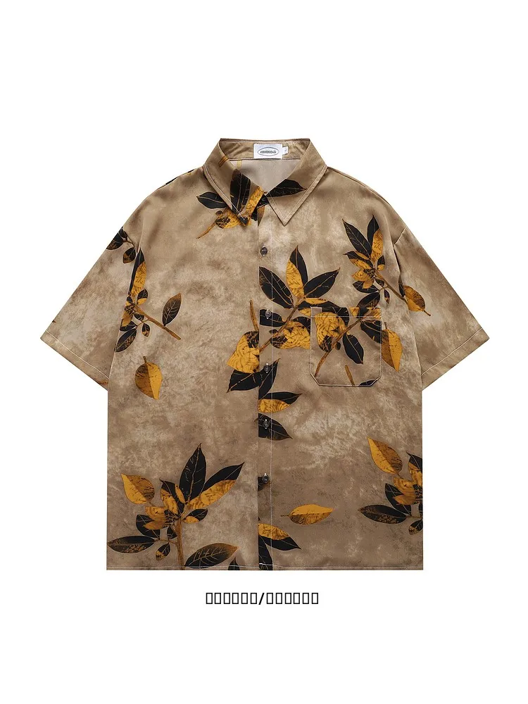 

Мужская повседневная рубашка свободного кроя с коротким рукавом и винтажным цветочным принтом в стиле BF из коллекции Осень-Зима 2025