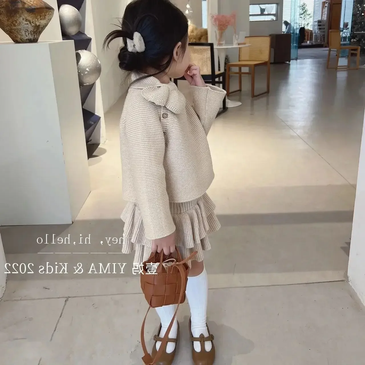 Baby Girls Two Piece Autumn and Winter New White and Red Solid Color Coat and Skirts Two Piece Fashion Comfortable Clothes