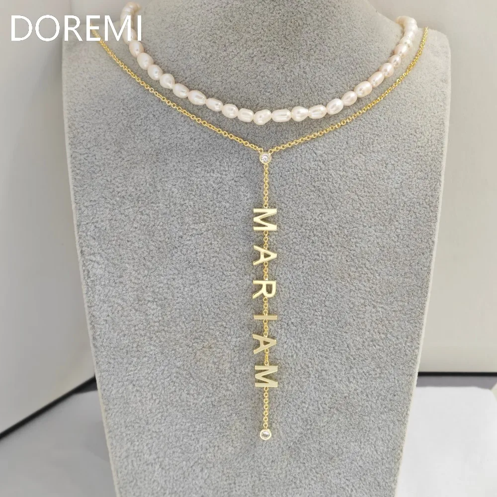 DOREMI 9mm Plain Letters Charm Necklace Fashion Elegant Jewelry Gift Design Women Customized Letters Name Necklace