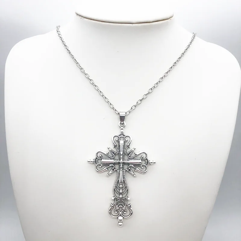 Gothic Dark Style Cross Pendant Necklace Rock Punk Goth Fashion Necklaces For Women Men Jewellery Design Mystical Gifts