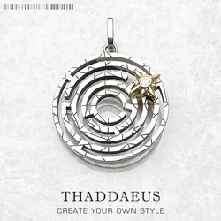 Pendant Labyrinth With Golden Movable Star Lucky Fine Jewelry Europe Accessories 925 Sterling Silver Gift For Woman
