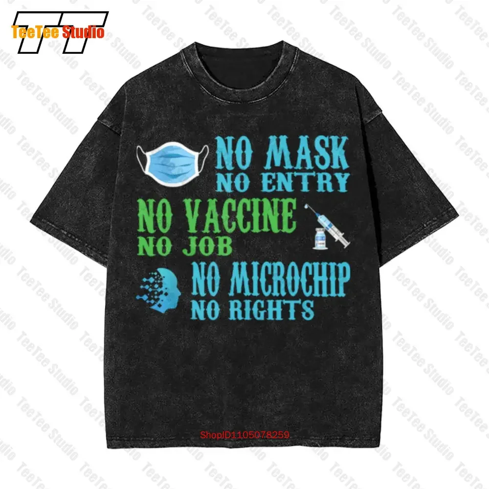 No Mask No Vaccine No Microchip Vaccination Vintage Oversized T-Shirt VUUP