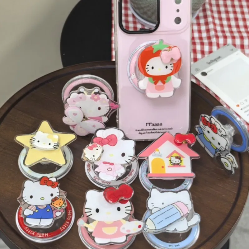 Heello Kitty Shake Wobble For MagSafe Magnetic Phone Grip Stand Kawaii Cartoon Pop Socket Cute Phone Holder for iPhone18 Samsung