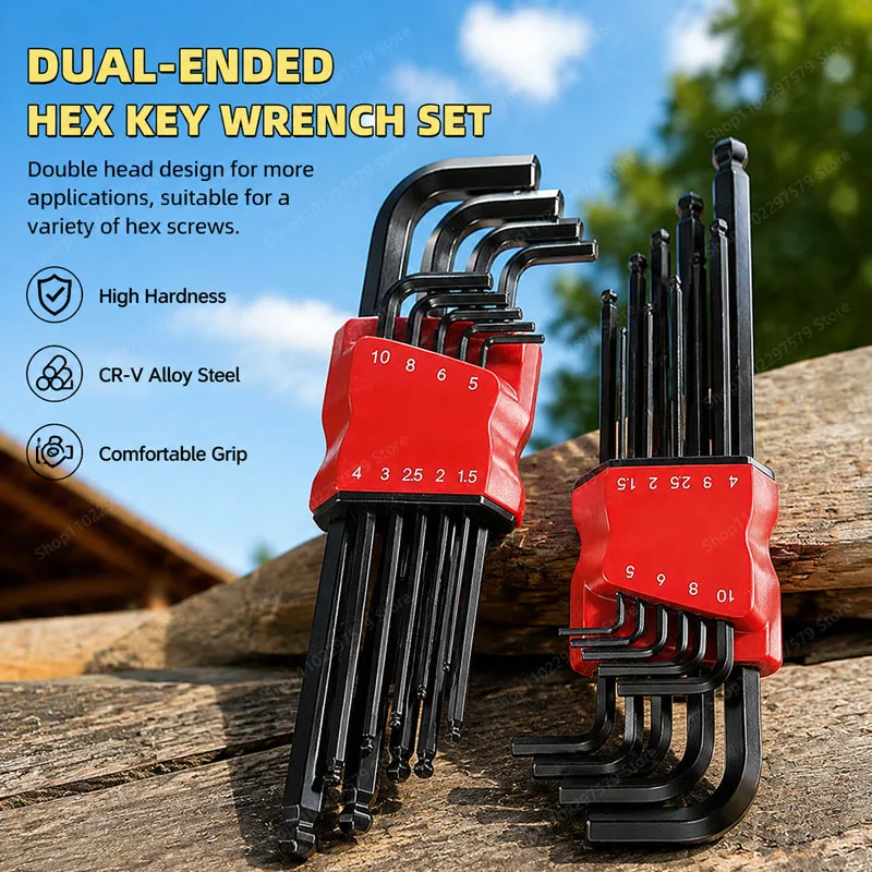 Double-Ended Universal Hex Wrench Set With Socket, Portable Suitable For Motorcycle And Bicycle Disassembly Or Home DIY Assembly