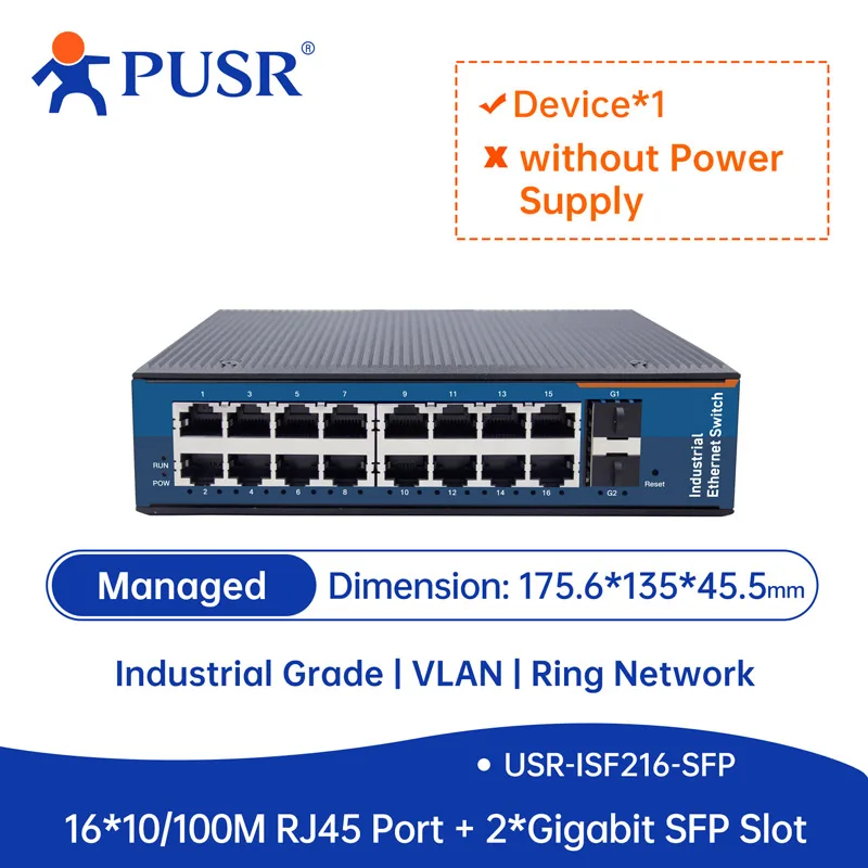 

2 порта SFP 8/16 RJ45 с гигабитным промышленным коммутатором Ethernet 10/1001000 Мбит/с серии USR-2SFP