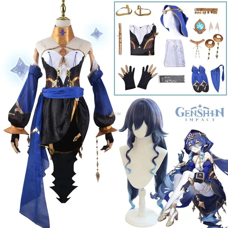 

Layla Cosplay Clothes Game Genshin Impact Cosplay Layla Wig Hair Dress Outfit Uniform Full Set Outfits Gloves Hat for Women