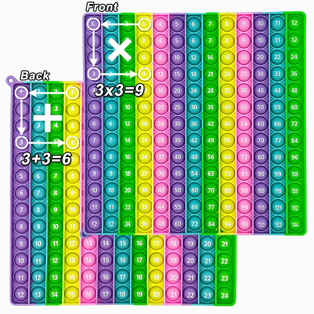 1 قطعة 12x12 و 12 + 12 الضرب إضافة لعبة البوب ، معكرون سيليكون الرياضيات مرات الجدول تعلم القرطاسية لعبة تعليمية