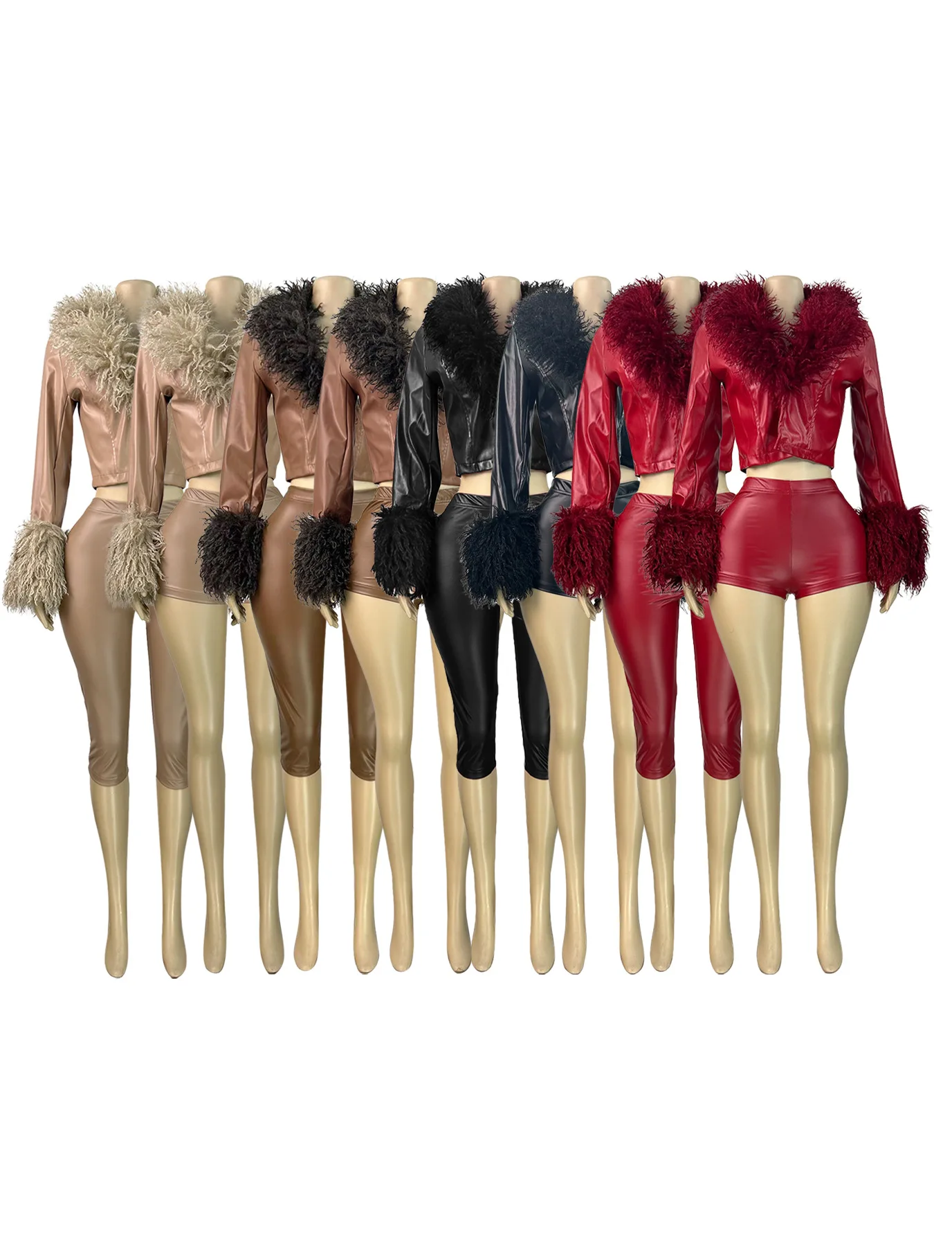 

Stretchy PU Leather Tight Calf-length Pants Fashion Elastic High Waist Booty Lifting Skinny Leggings Women Solid Casual Trousers