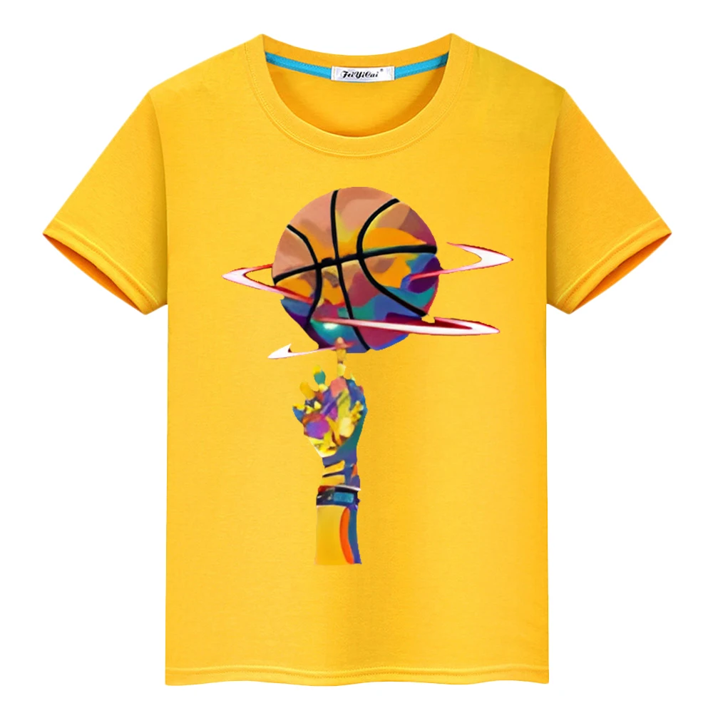 

Basketball Print Kawaii T-shirt 100%Cotton Short anime Tees y2k one piece Summer boy Tops pride tshirt girls kids clothes gift