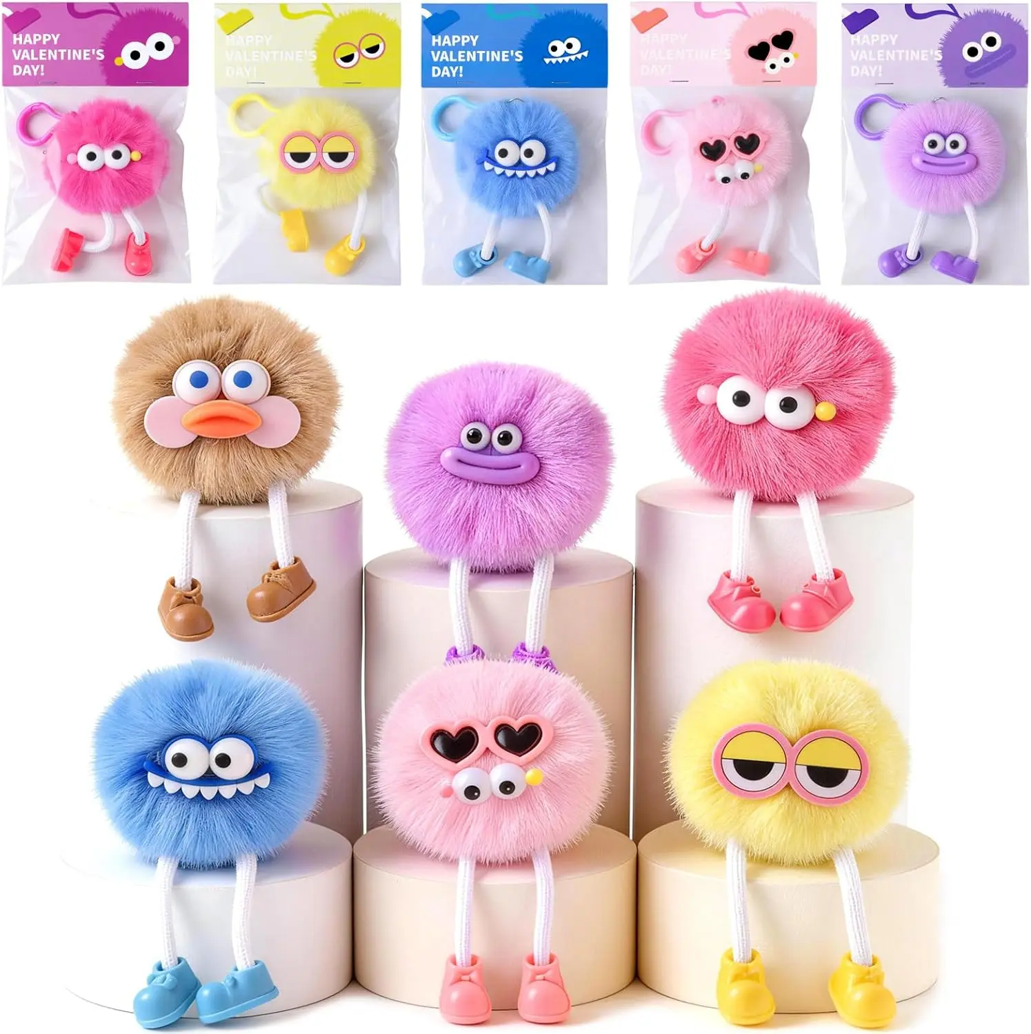 

Подарки для вечеринки в классе ко Дню святого Валентина - 24 плюшевых брелока с карточками для детских обменов подарками