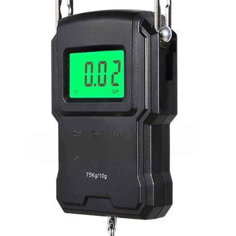 ABKW-Digital Hintergrundbeleuchtung Fisch Hängen Haken Skala 75Kg/10G Maßband Tragbare Digital Waage Mit 1M Lineal