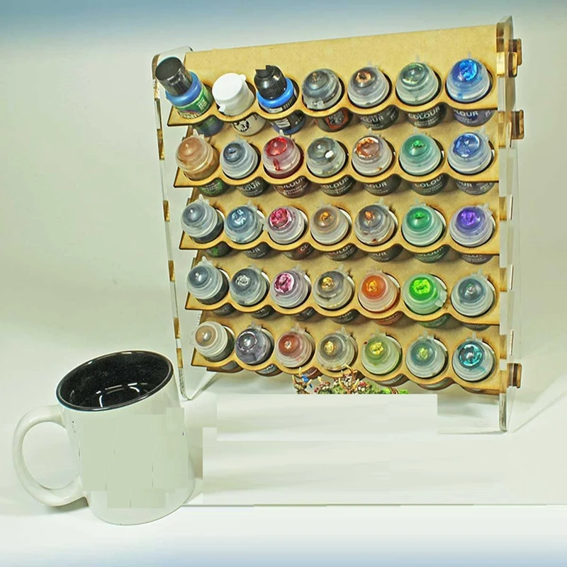 

Craft Paint Storage Modular Wooden Paint Organizer - Holds 35 Bottles Of Paints Miniature Stands - Art Tool Storage Rack