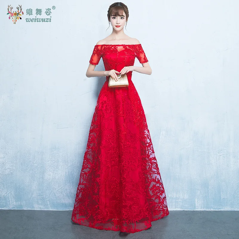 オフショルダー半袖メッシュ立体刺繍スリムフィットロングホストステージ衣装バックタイAラインイブニングドレス