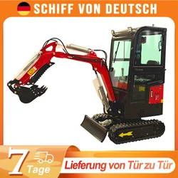 Deutscher Lager Mini bagger Dieselmotor 1 Tonne Raupen bagger mit geschlossener Kabine samll Bagger Doot to Tür Lieferung